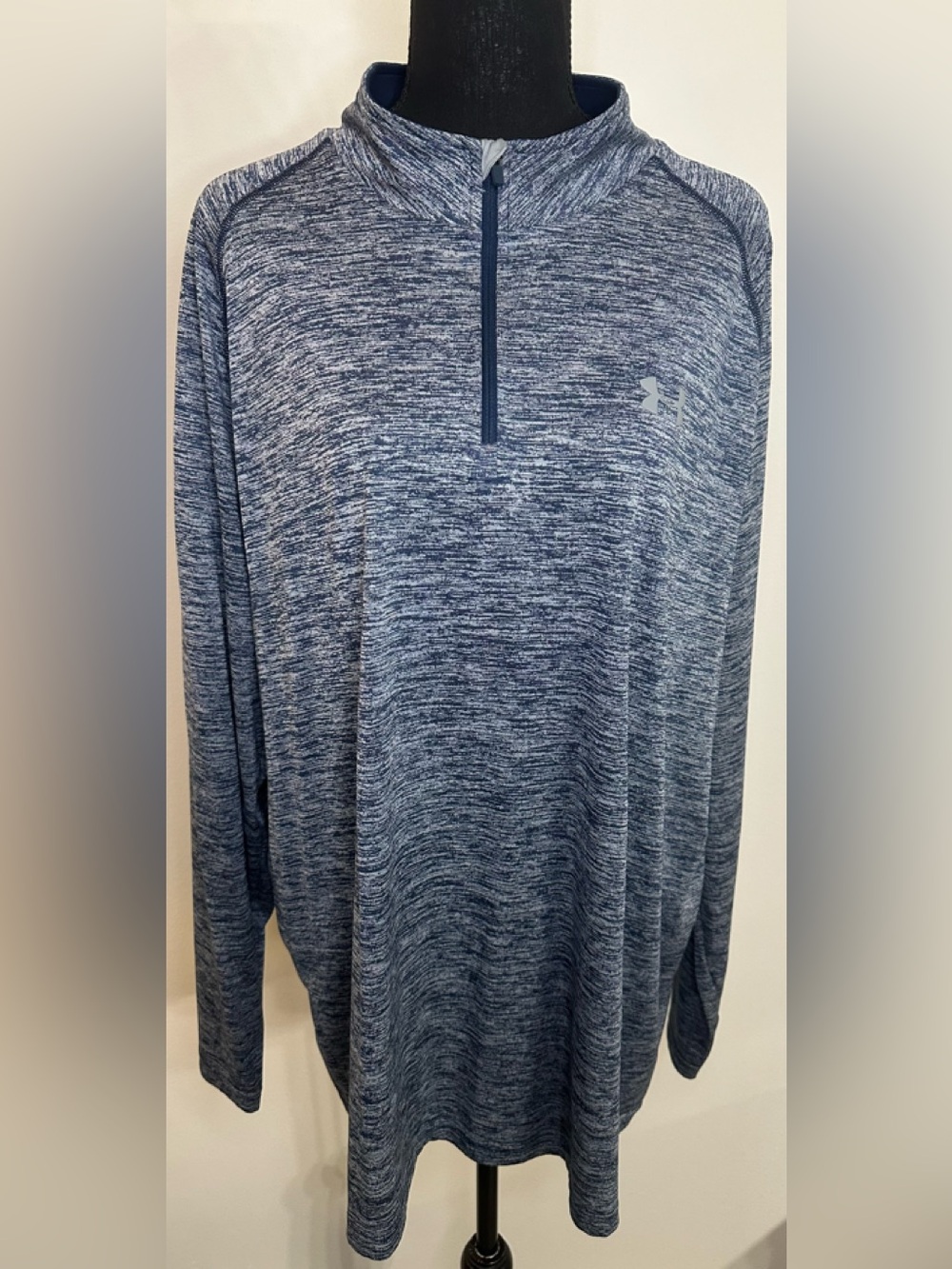 Under Armour Unisex Navy Heathered  1/4 Zip Performance Pullover - Size 2XL